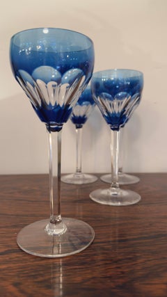 Val Sint Lamber Wine Glasses Set of 11 pieces, Blue, Green and Red, 1950s