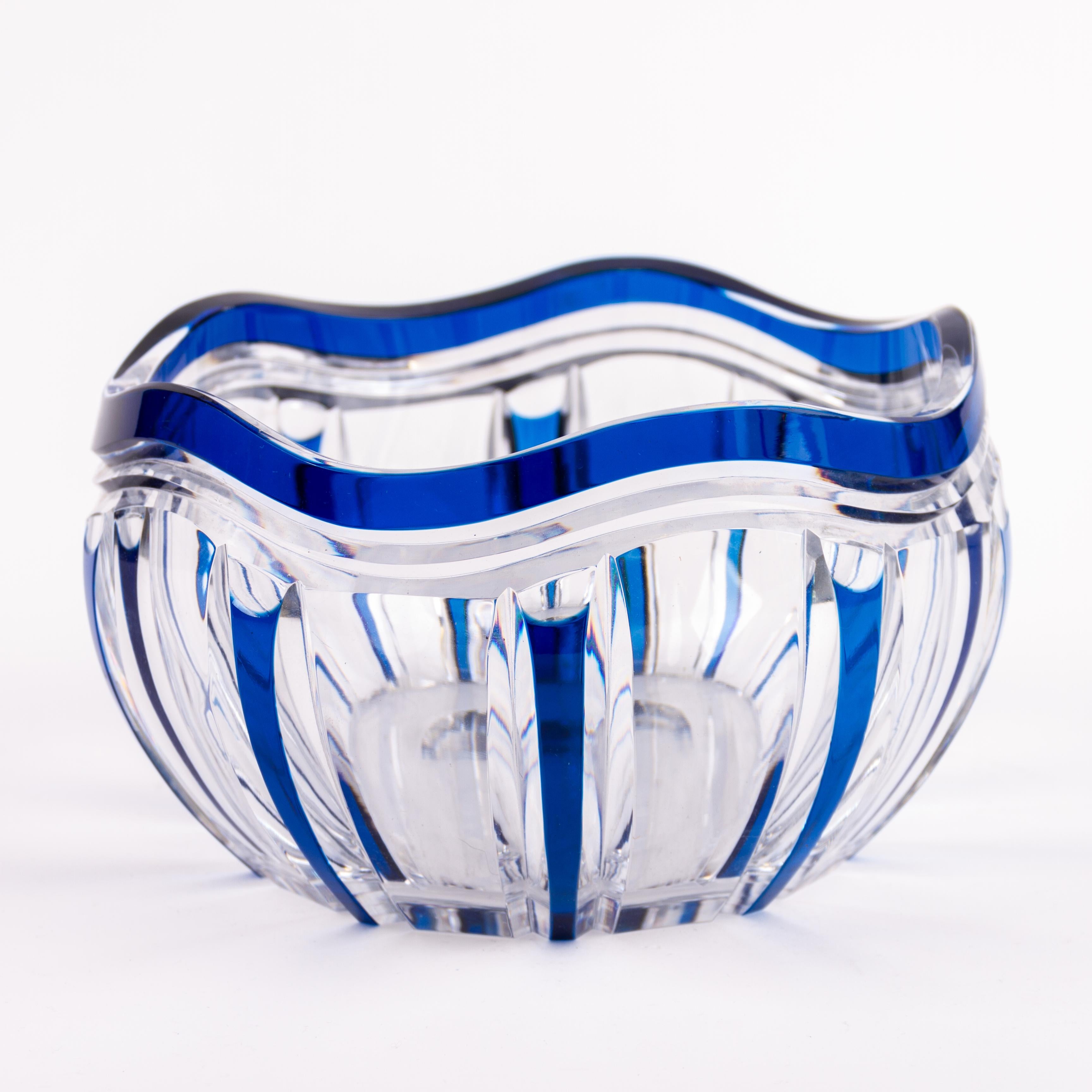 20th Century Val St Lambert Art Deco Belgian Centrepiece Crystal Glass Bowl by Joseph Simon For Sale