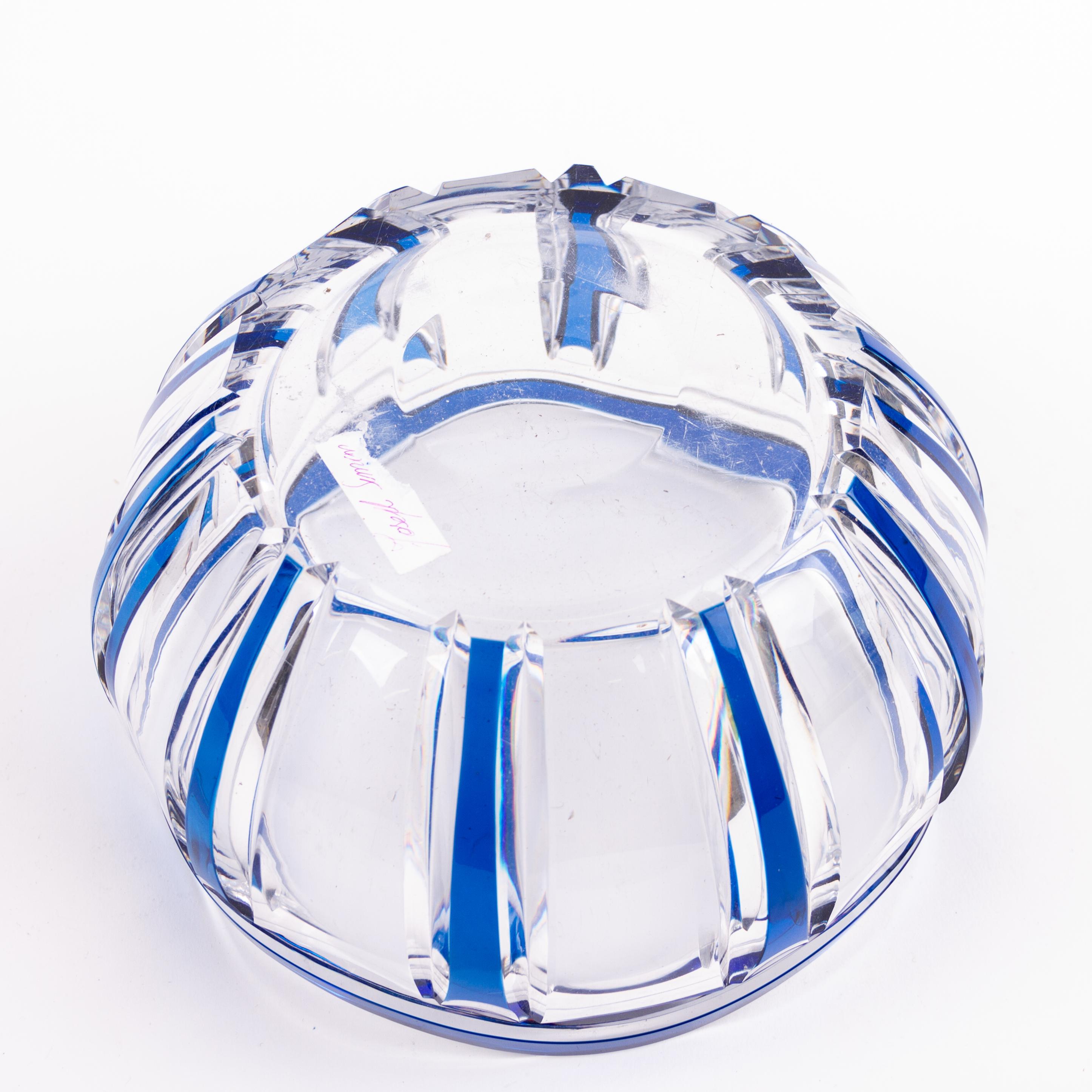 Val St Lambert Art Deco Belgian Centrepiece Crystal Glass Bowl by Joseph Simon For Sale 1