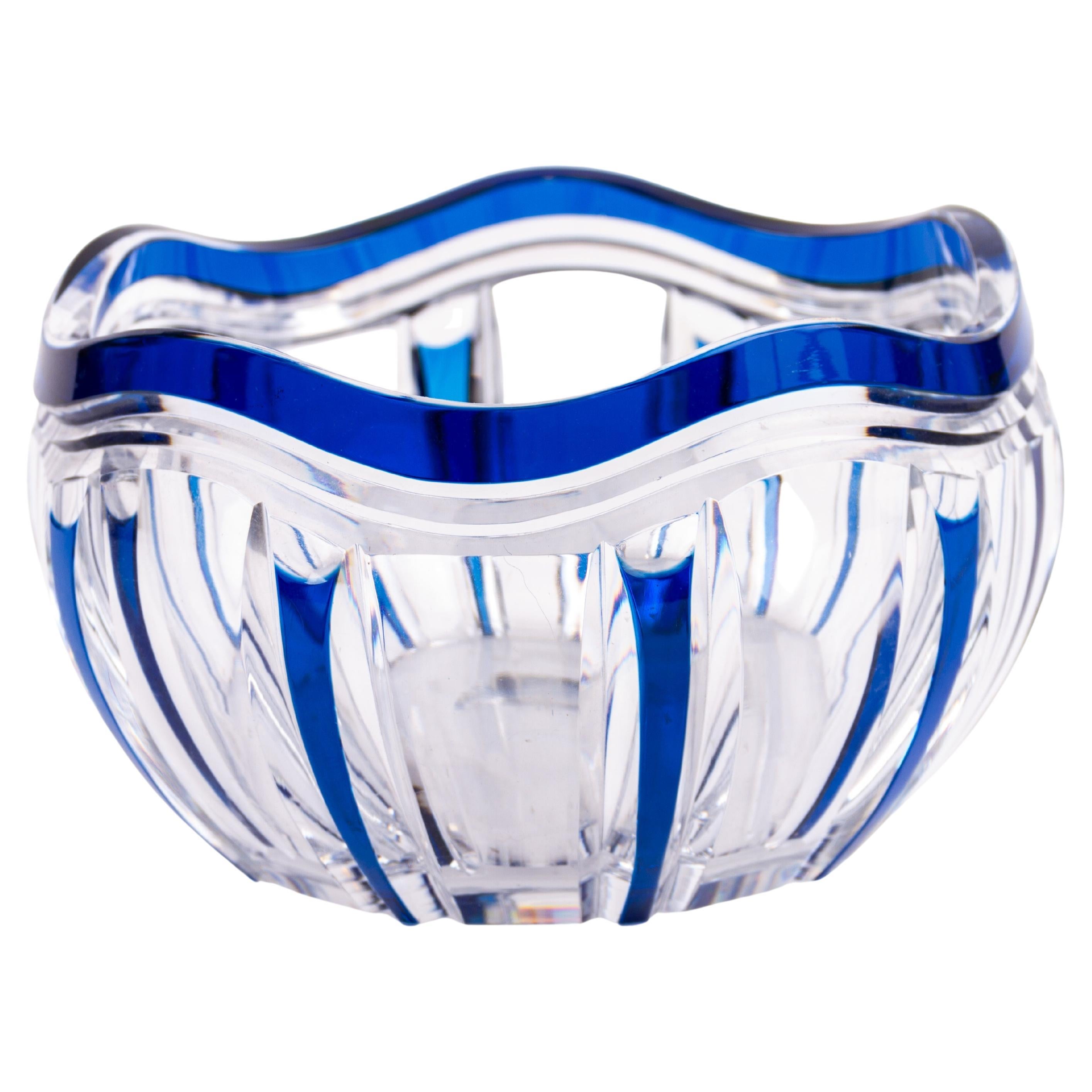 Val St Lambert Art Deco Belgian Centrepiece Crystal Glass Bowl by Joseph Simon For Sale