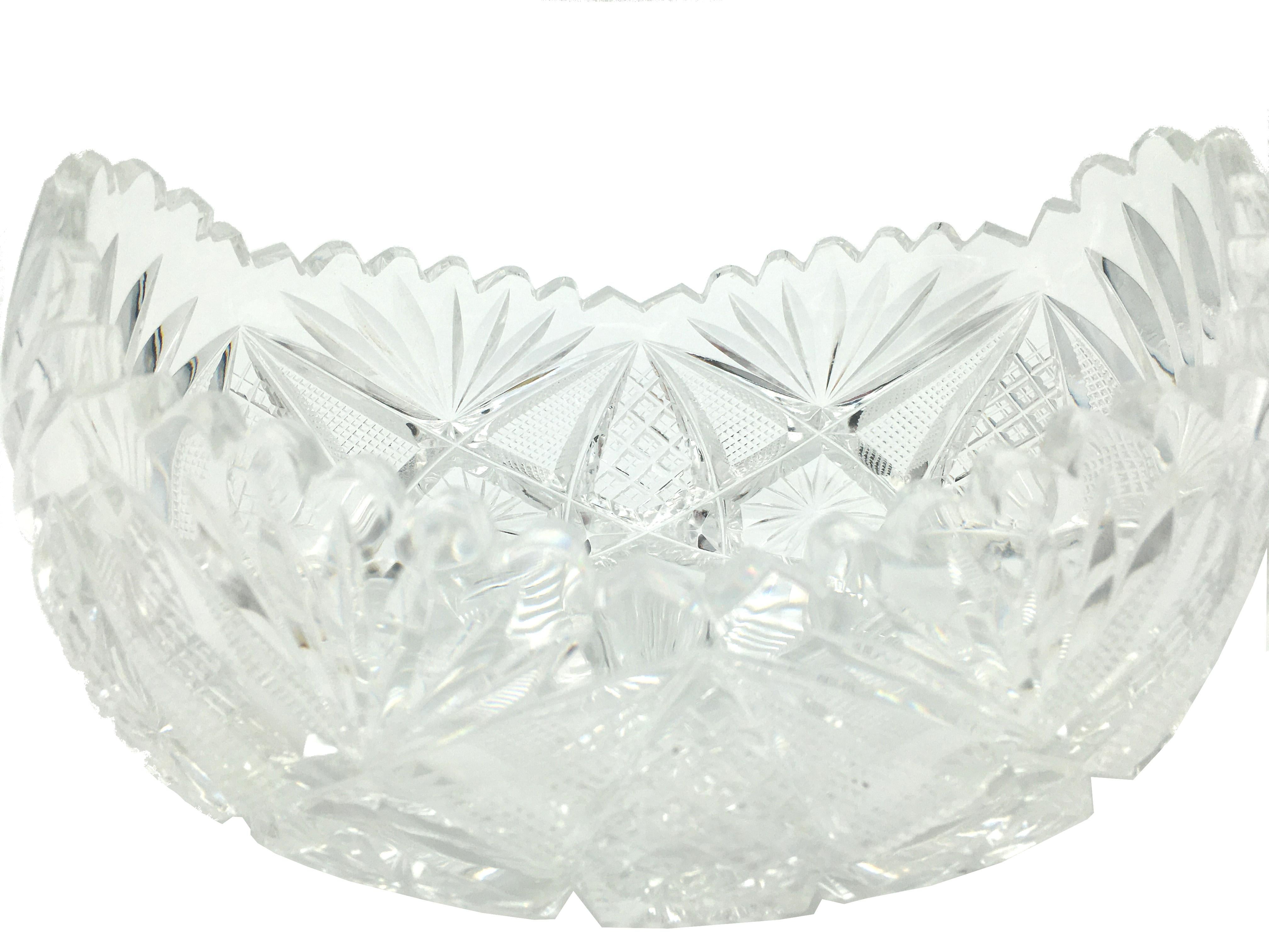 Belgian Val St. Lambert Art Deco Crystal Cut Bowl, circa 1910 For Sale