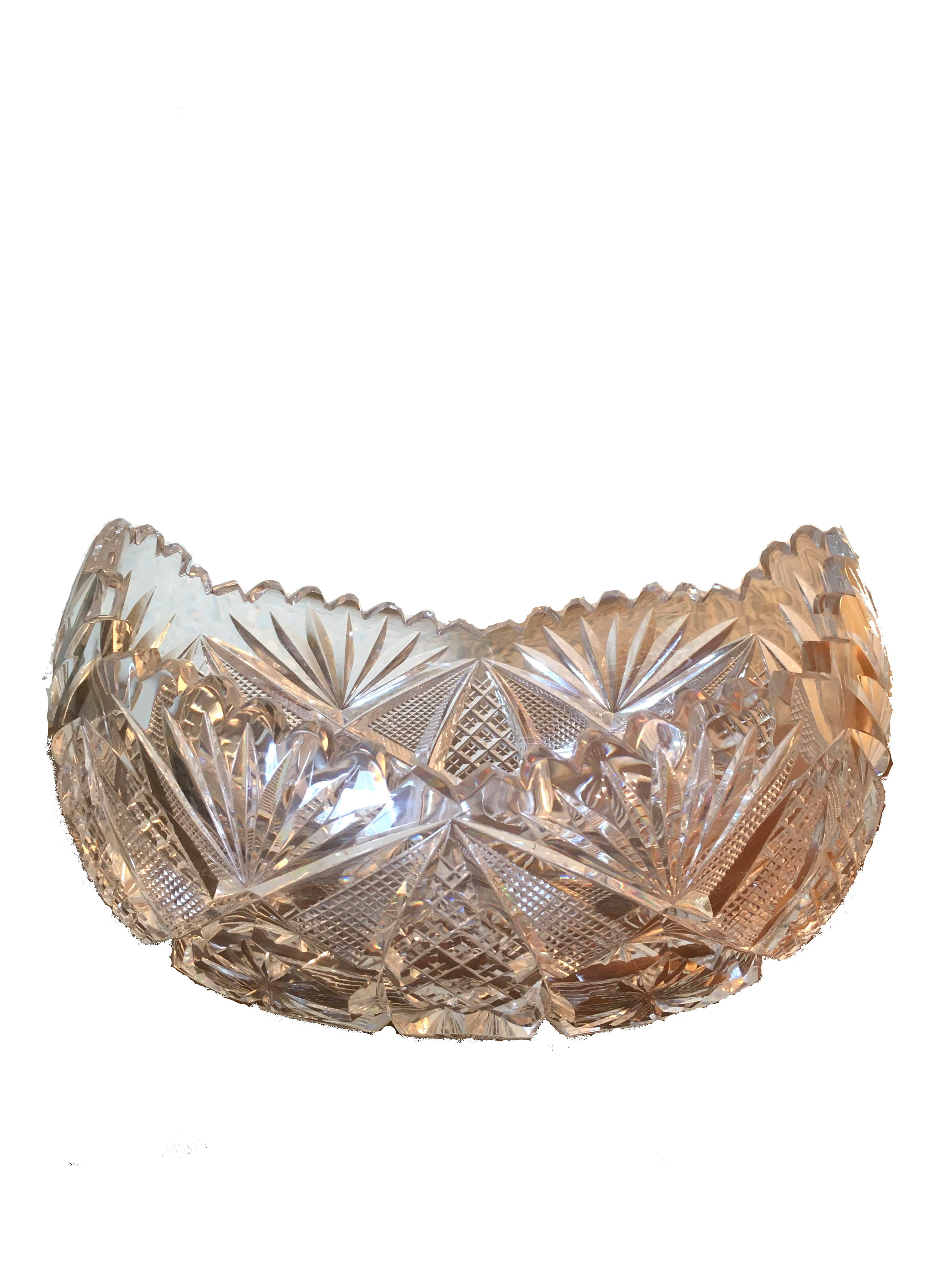 Early 20th Century Val St. Lambert Art Deco Crystal Cut Bowl, circa 1910 For Sale