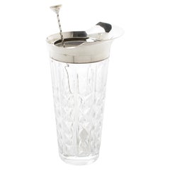 Val St Lambert, versilberter Art-Déco-Cocktail- Martini-Krug aus Kristall