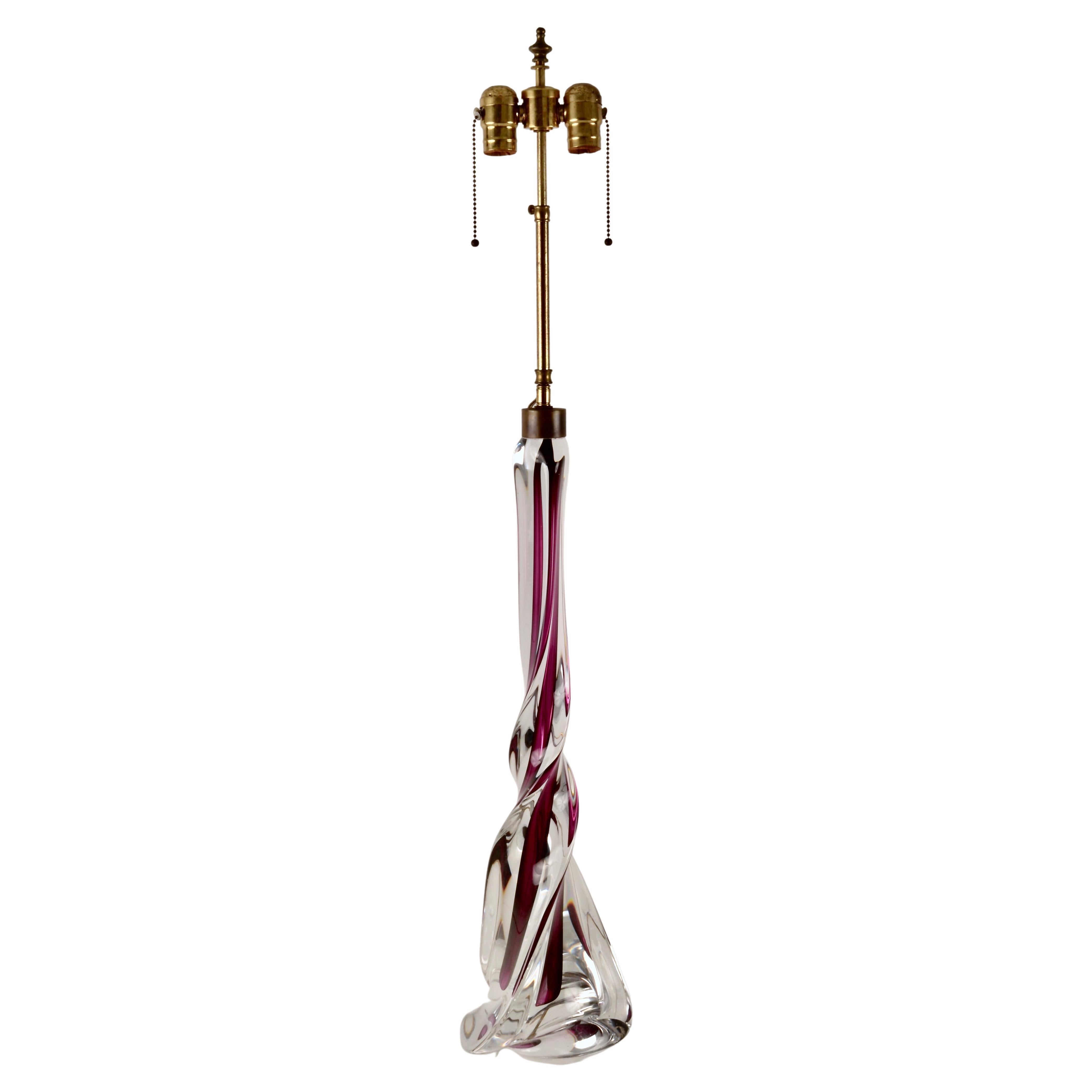 Val. St. Lambert Art Glass Table Lamp, Large Size For Sale