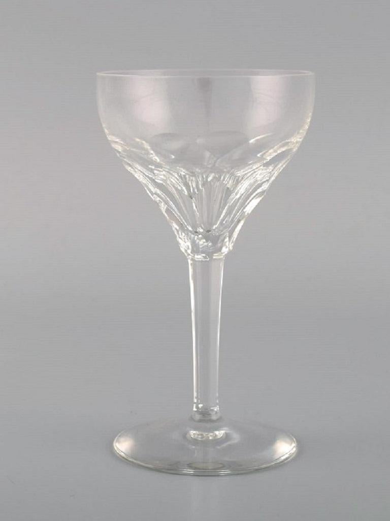 Art Deco Val St. Lambert, Belgium, 15 White Wine Glasses in Clear Crystal Glass