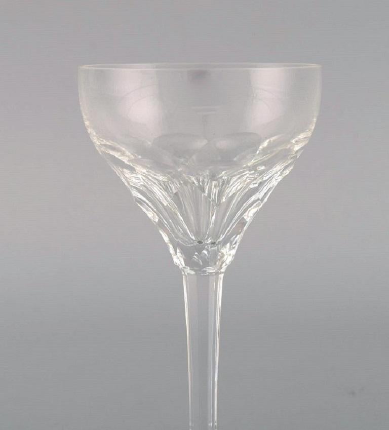 Belgian Val St. Lambert, Belgium, 15 White Wine Glasses in Clear Crystal Glass