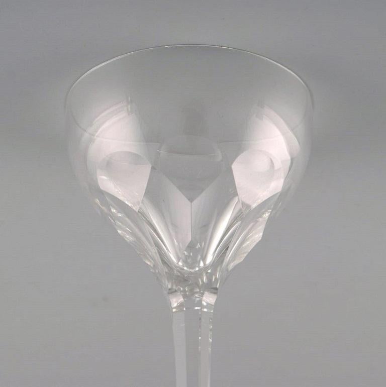 Mid-20th Century Val St. Lambert, Belgium, 15 White Wine Glasses in Clear Crystal Glass