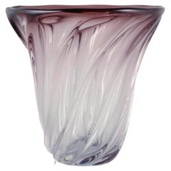 Vase en verre Art Déco du Val St. Lambert, Belgique, tons violets, années 1930/40