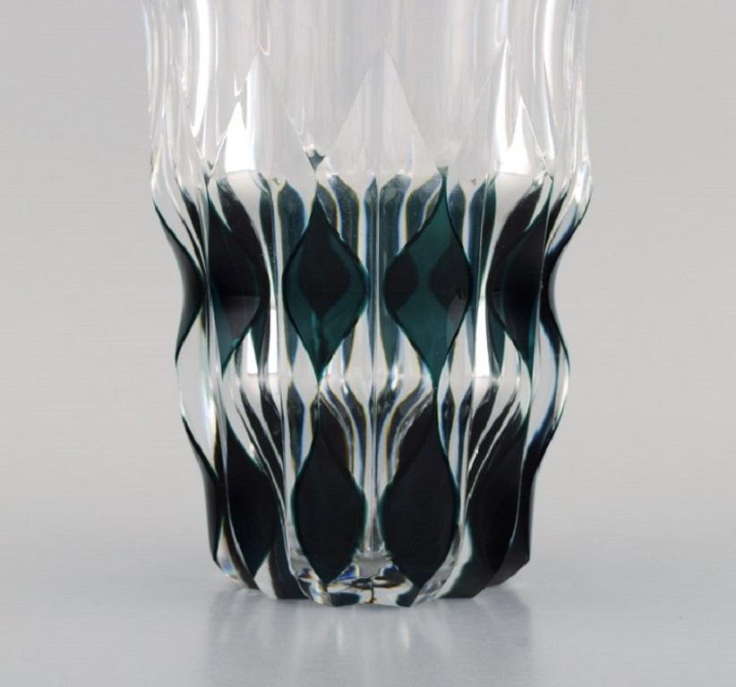 Val St. Lambert, Belgium, Art Deco Vase in Mouth Blown Crystal Glass In Excellent Condition In Copenhagen, DK