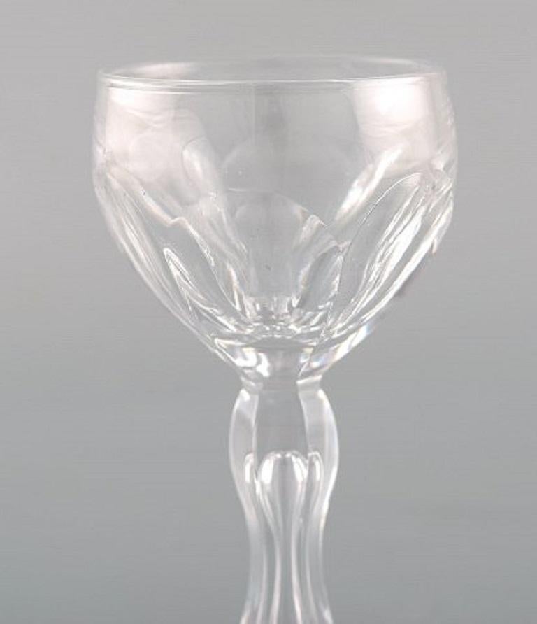 Belgian Val St. Lambert, Belgium, Eight Lalaing Glasses in Mouth-Blown Crystal Glass For Sale