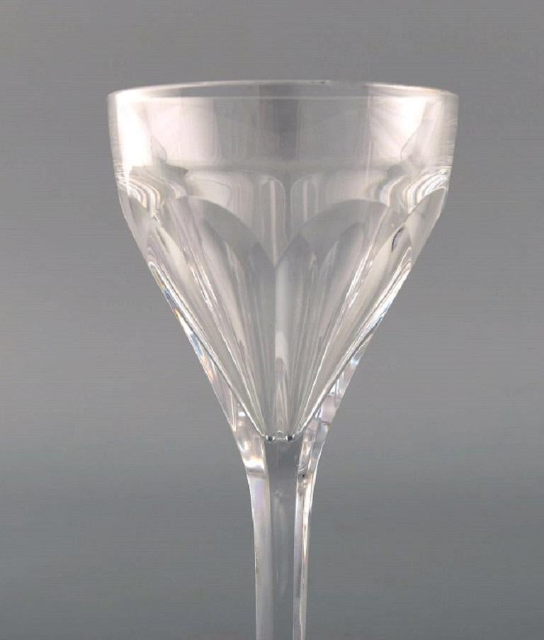 Belgian Val St. Lambert, Belgium, Eight Legagneux White Wine Glasses in Crystal Glass For Sale