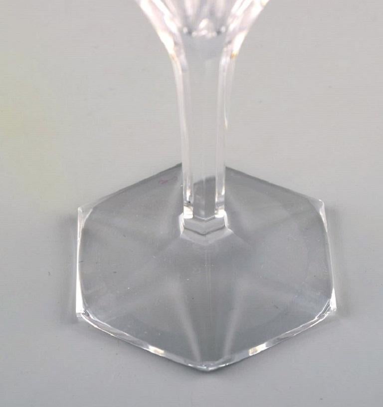 Val St. Lambert, Belgium, Eight Legagneux White Wine Glasses in Crystal Glass In Excellent Condition For Sale In Copenhagen, DK
