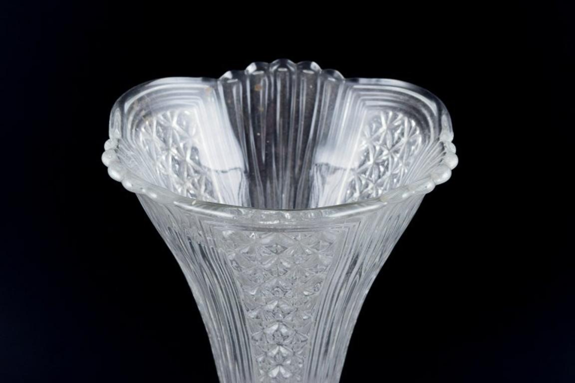 Val St. Lambert, Belgique. Elegant centre de table Art Deco en deux parties en verre d'art. en vente 2