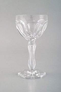 Val St. Lambert, Belgium, Five Lalaing Glasses in Mouth Blown Crystal Glass