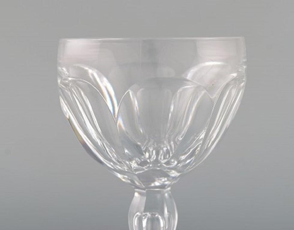 Belgian Val St. Lambert, Belgium, Five Lalaing Glasses in Mouth Blown Crystal Glass For Sale