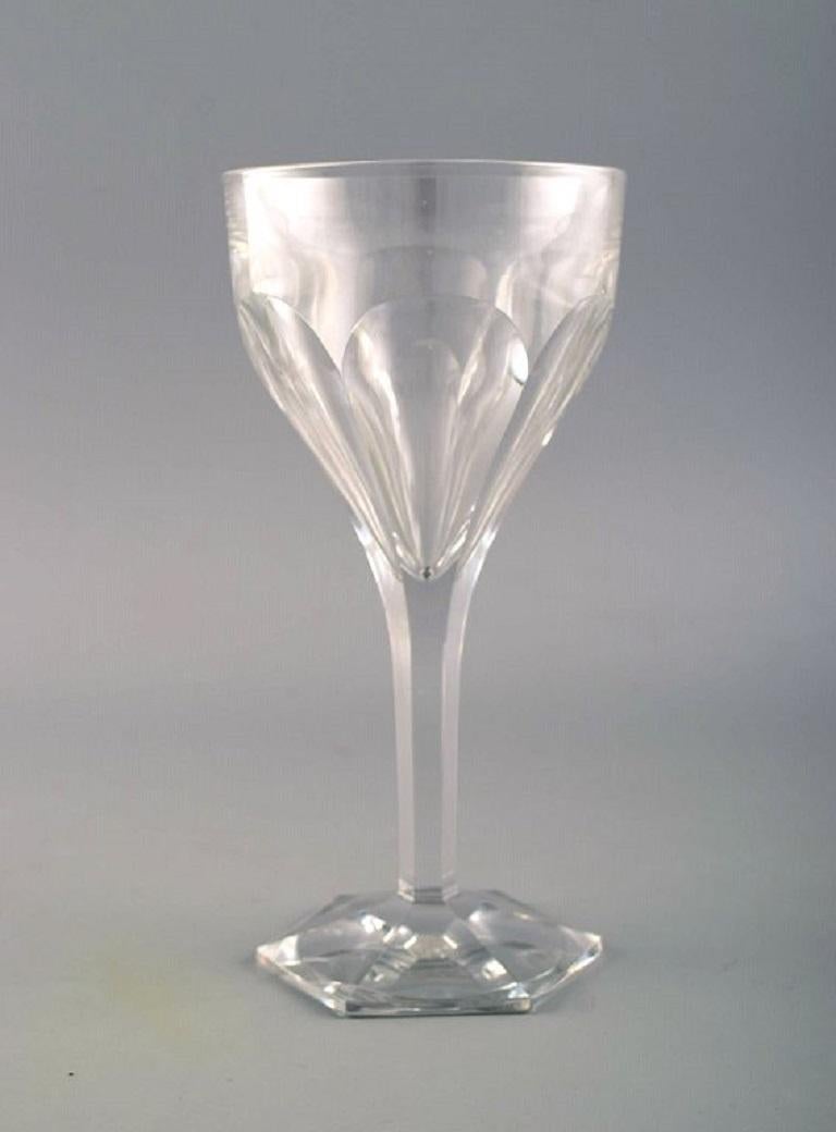Belgian Val St. Lambert, Belgium, Four Legagneux Red Wine Glasses in Crystal Glass
