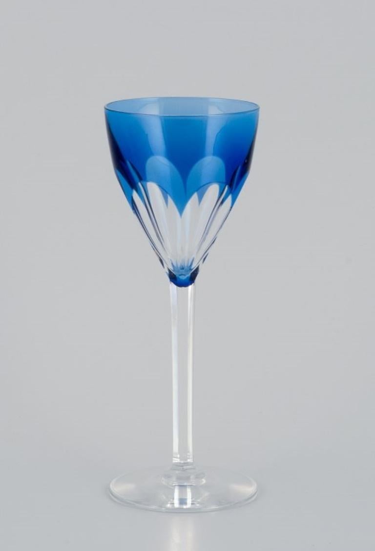 Crystal Val St. Lambert, Belgium. Four red wine glasses in faceted crystal. 1930s/40s. For Sale