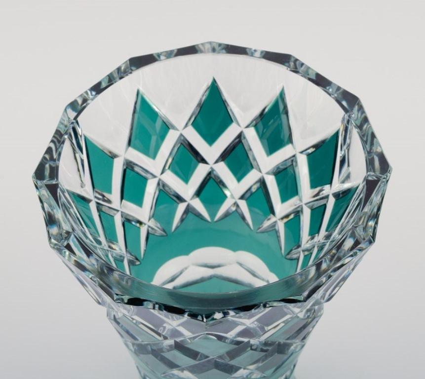 Val St. Lambert, Belgium, Large Art Deco Crystal Glass Vase In Excellent Condition For Sale In Copenhagen, DK