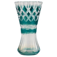 Val St. Lambert, Belgium, Large Art Deco Crystal Glass Vase