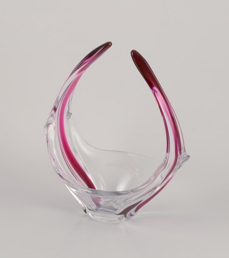 Belgian Val St. Lambert, Belgium. Large art glass bowl. Art Deco style. For Sale