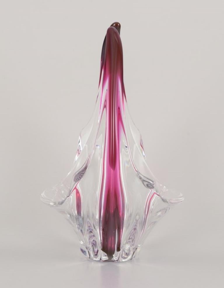 Val St. Lambert, Belgium. Large art glass bowl. Art Deco style. In Excellent Condition For Sale In København, Copenhagen