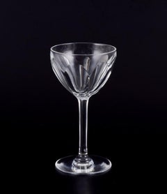 Val St. Lambert, Belgium. Set of five Art Deco liqueur glasses in crystal.