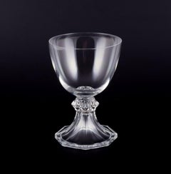 Val St. Lambert, Belgium. Set of five red wine glasses in clear crystal glass.