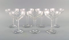 Val St. Lambert, Belgien, sieben Legagneux-Champagnerschalen aus Kristallglas