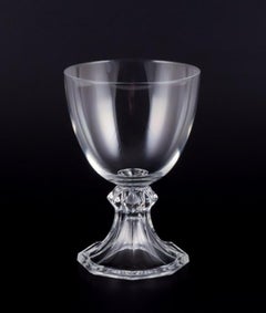 Val St. Lambert, Belgium. Six red wine glasses in clear crystal glass.