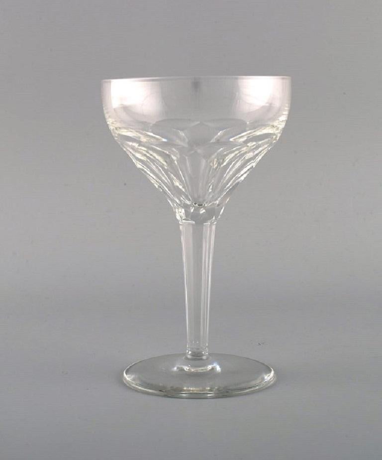 Art Deco Val St. Lambert, Belgium, Ten Red Wine Glasses in Clear Crystal Glass For Sale