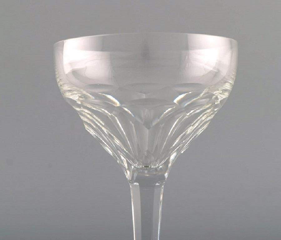 Belgian Val St. Lambert, Belgium, Ten Red Wine Glasses in Clear Crystal Glass For Sale