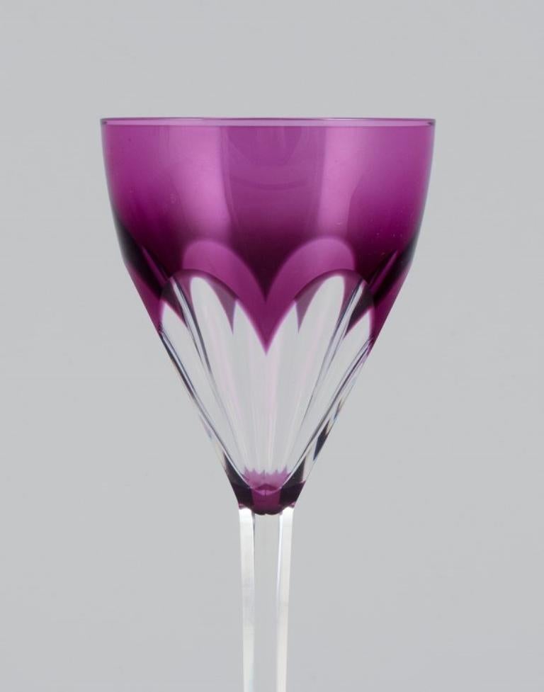 Val St. Lambert, Belgique. Trois verres à vin rouges en cristal facetté, années 1930/40.  en vente 2