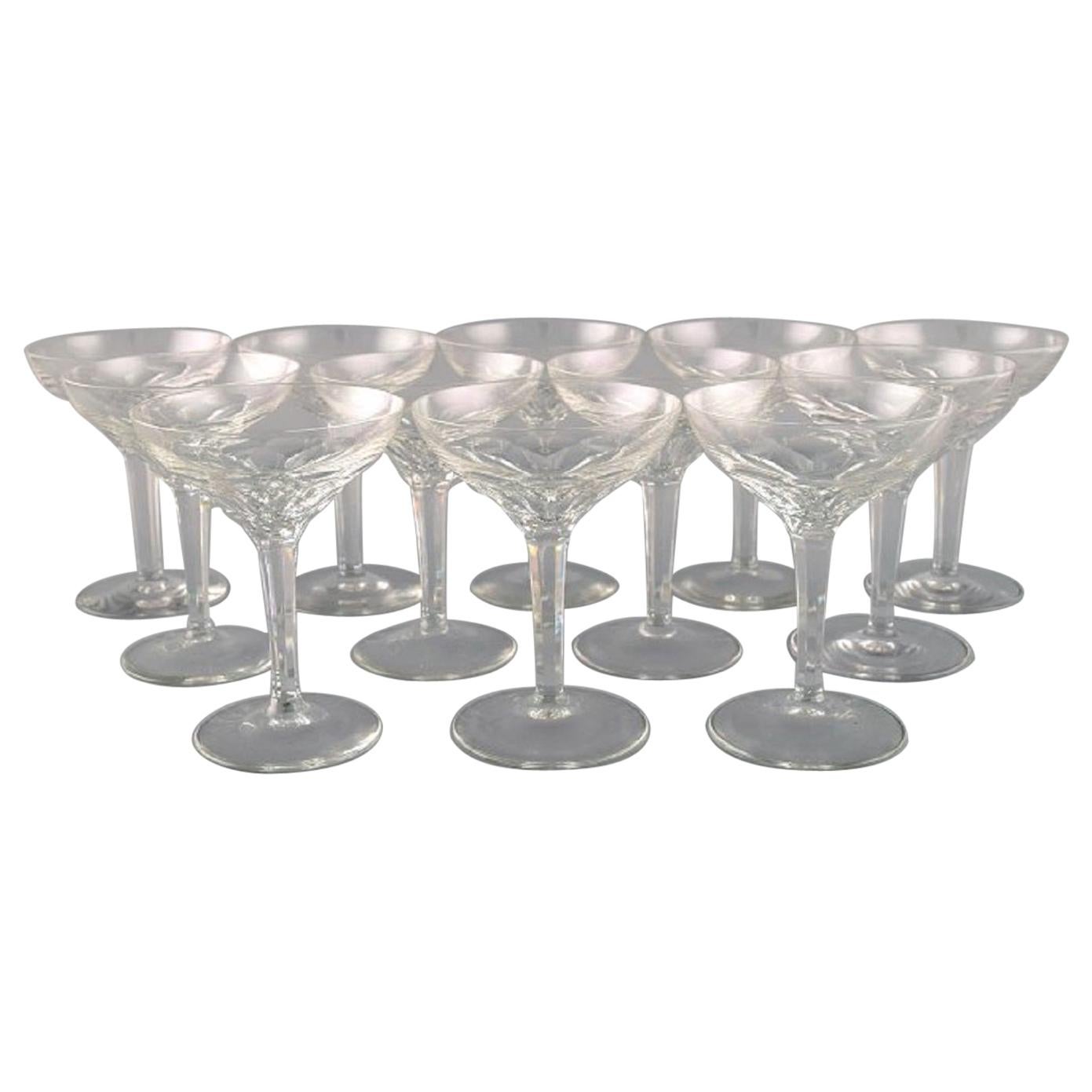 Val St. Lambert, Belgium, Twelve Champagne Bowls in Clear Crystal Glass