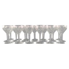 Vintage Val St. Lambert, Belgium, Twenty Red Wine Glasses in Clear Crystal Glass