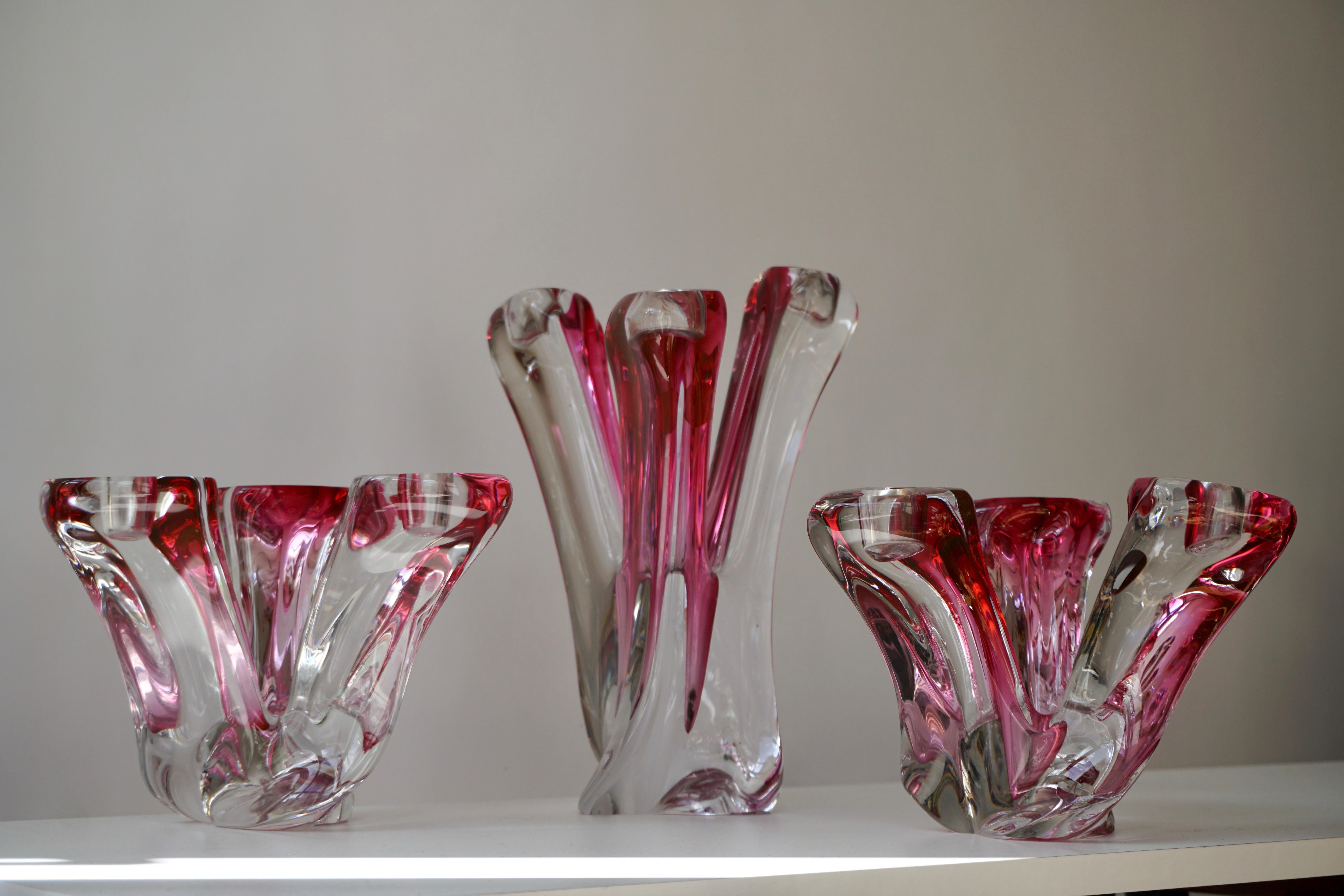 20th Century Val St Lambert Crystal Candelabras, One of Four For Sale