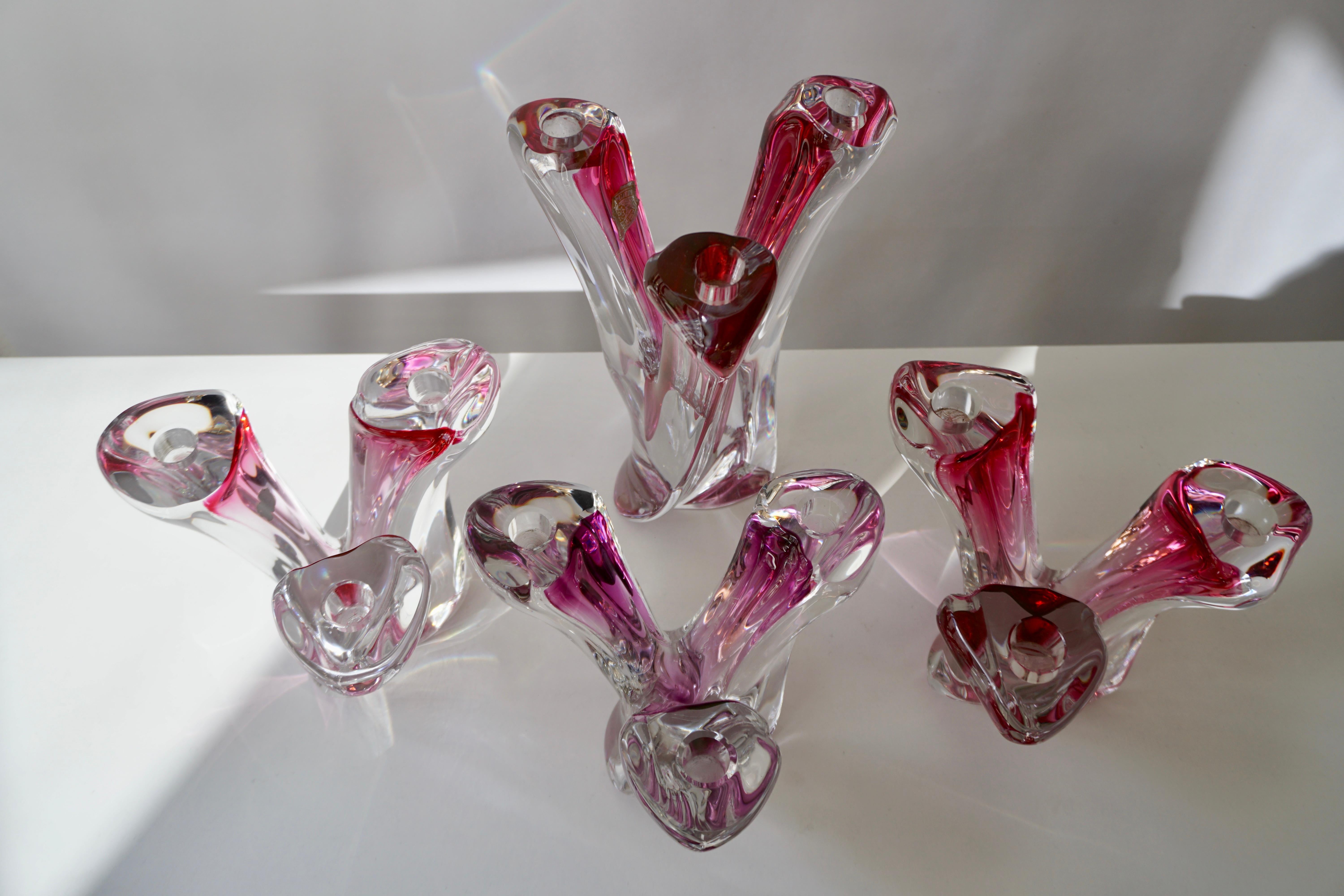 Cristal Candélabres en cristal Val St Lambert, l'un des quatre en vente
