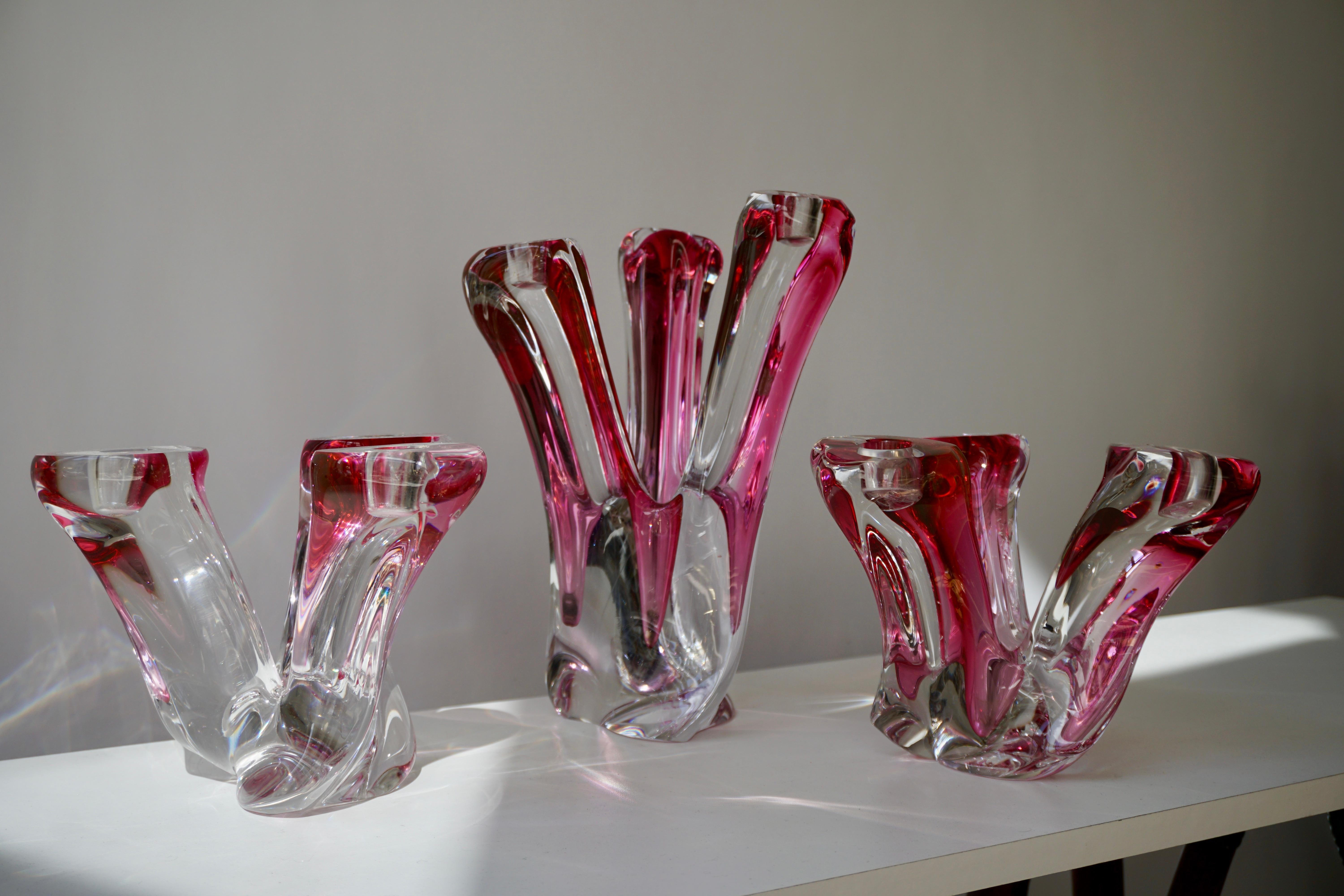 Val St Lambert Crystal Candelabras, One of Four For Sale 3