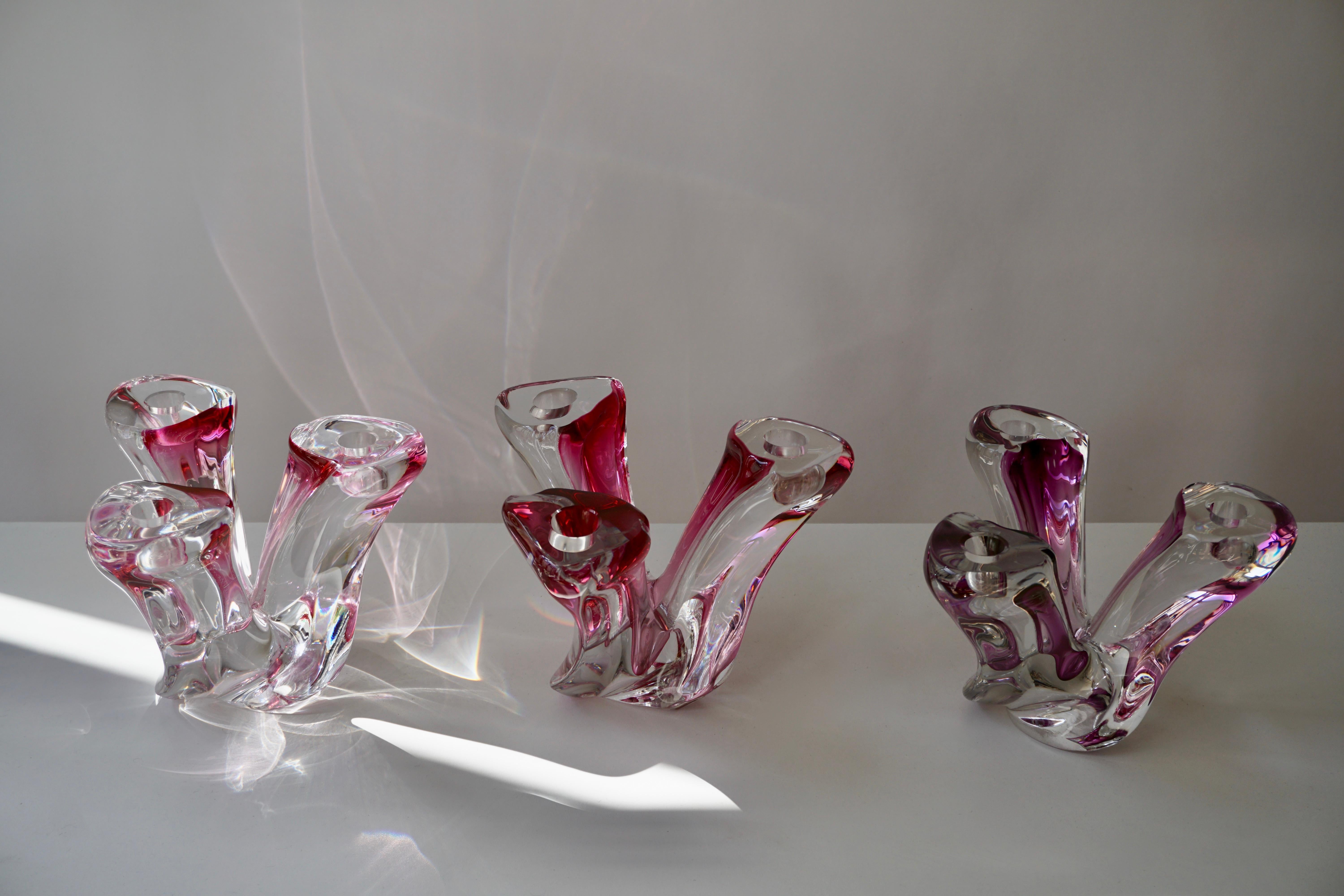 Candélabres en cristal Val St Lambert, l'un des quatre en vente 4