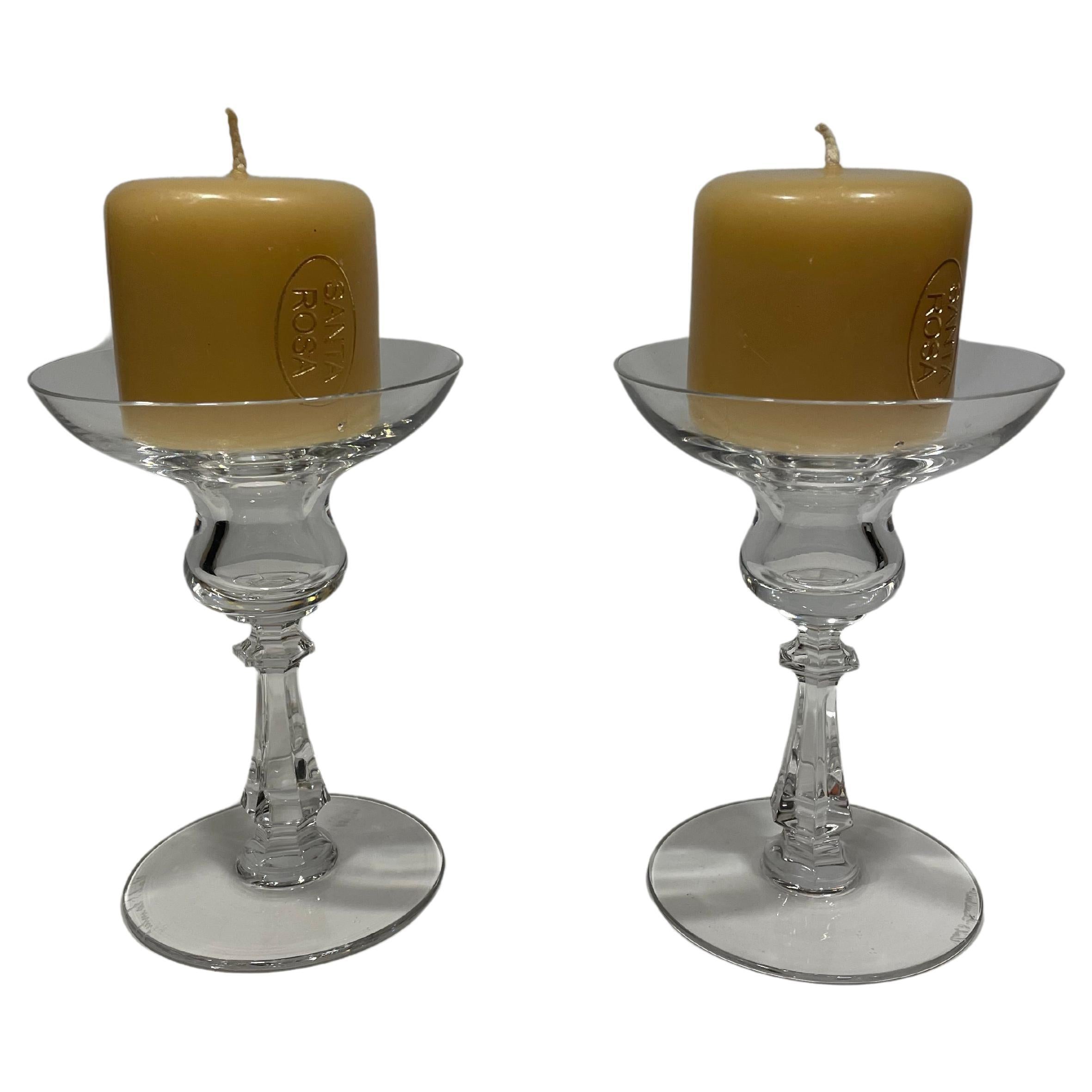 Val St. Lambert Crystal Candle Sticks for Tiffany and Co.