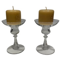 Retro Val St. Lambert Crystal Candle Sticks for Tiffany and Co.