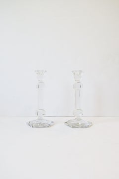 Val St Lambert Crystal Candlesticks from Belgium, Pair