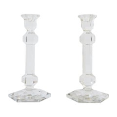 Val St Lambert Crystal Candlesticks from Belgium, Pair