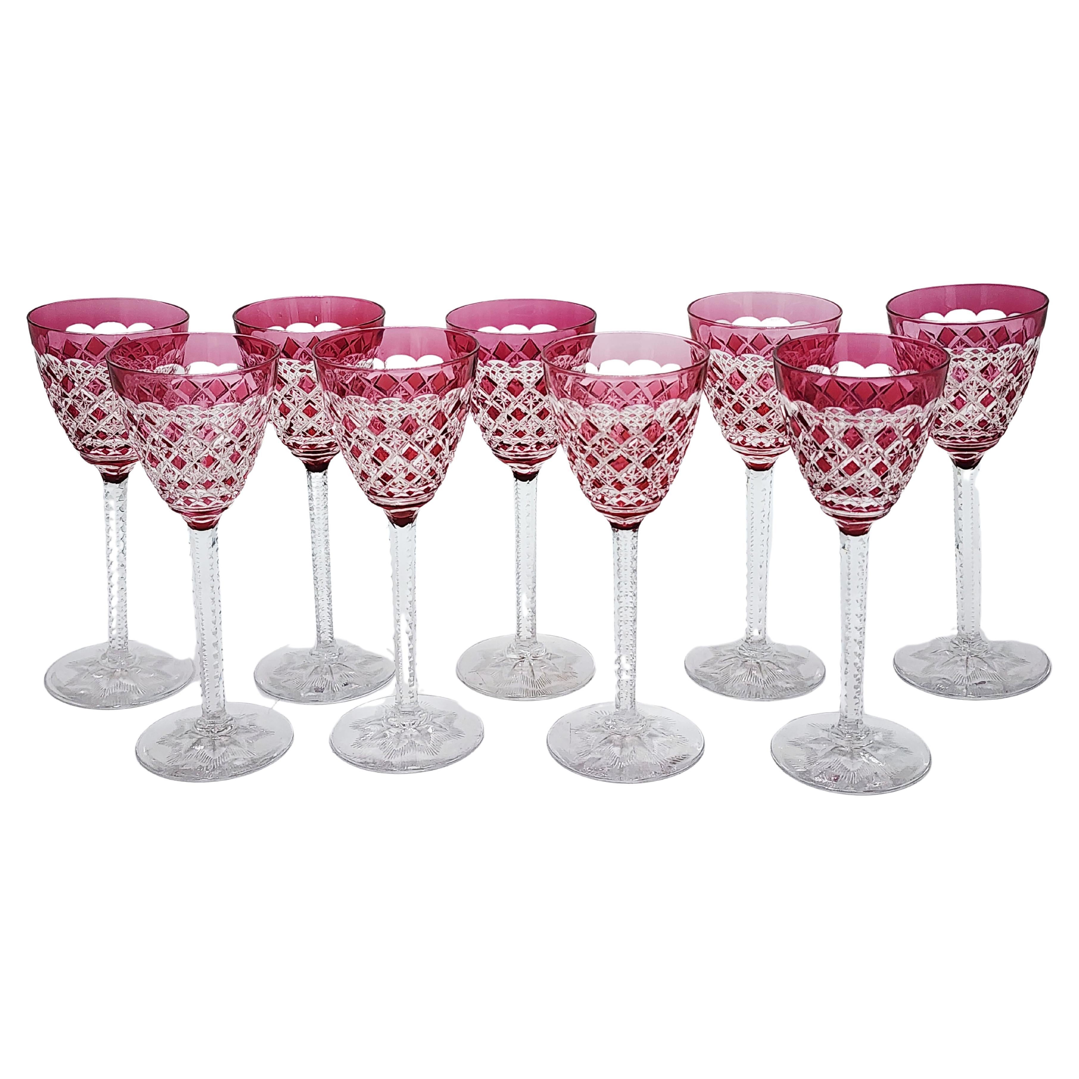 Val St. Lambert Crystal Goblet Set, 20th Century