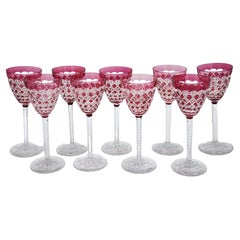 Vintage Val St. Lambert Crystal Goblet Set, 20th Century