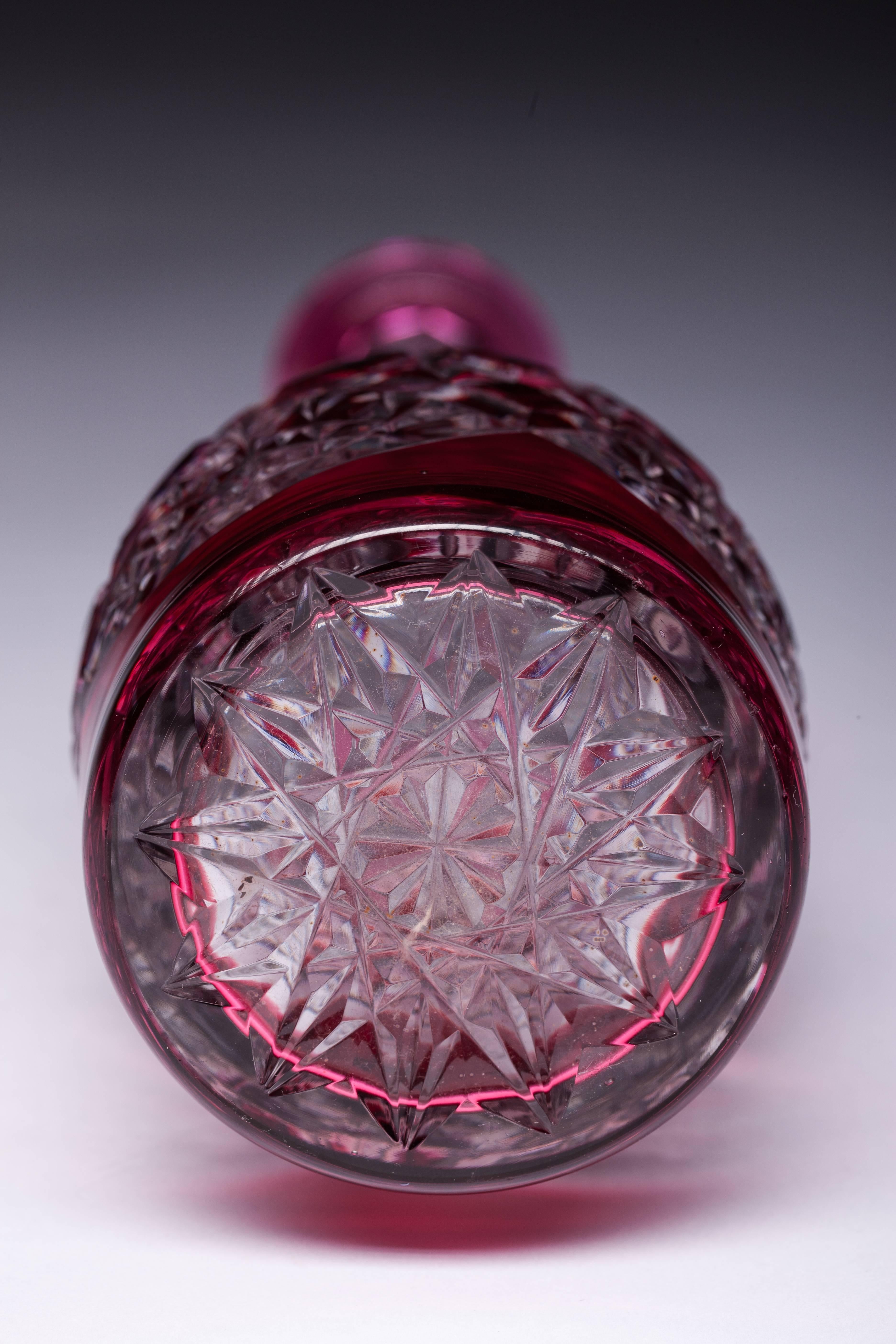 Carved Val St Lambert Cut-Crystal Decanter