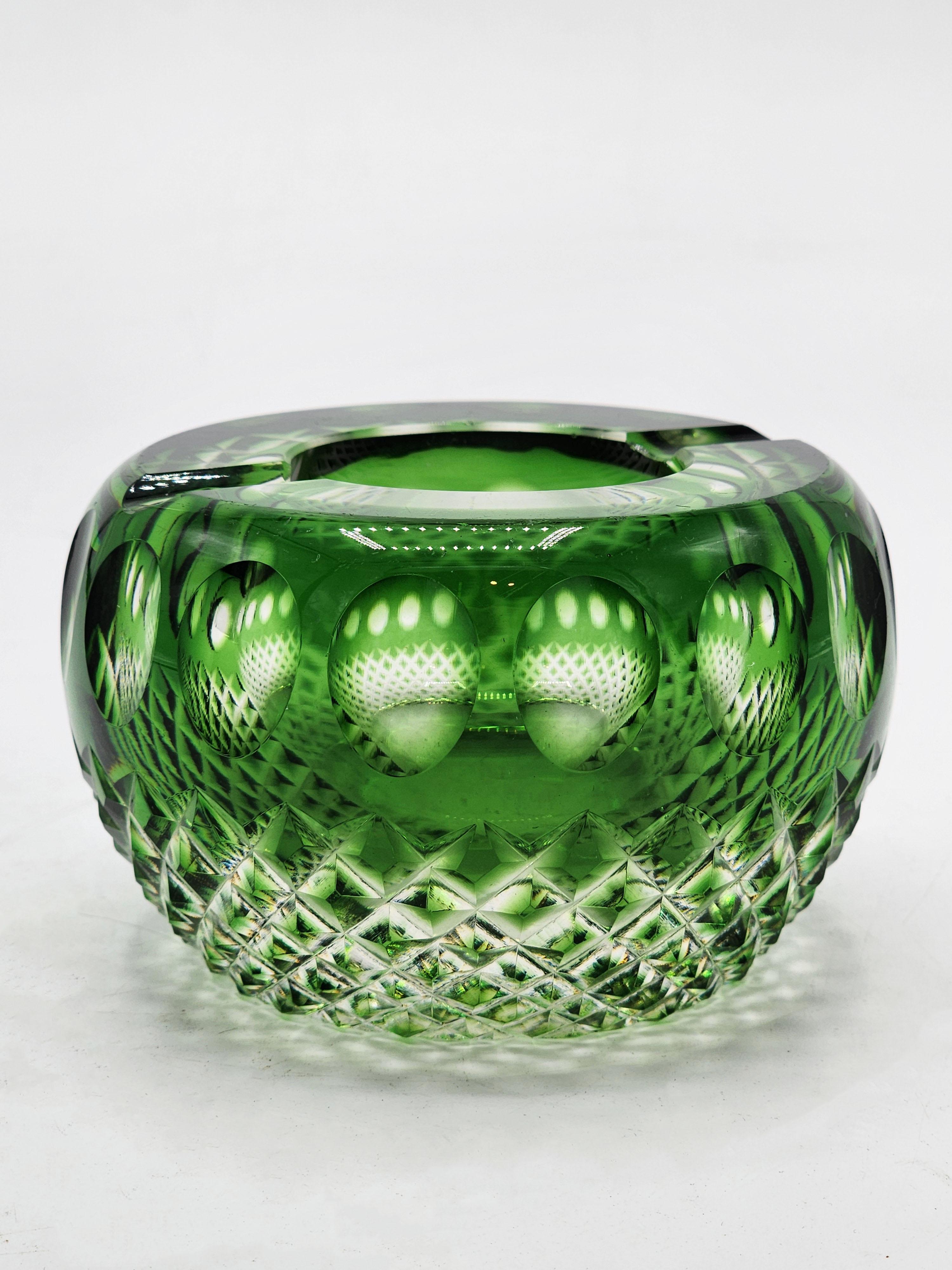 Cenicero de cristal tallado Val St Lambert siglo XX en venta
