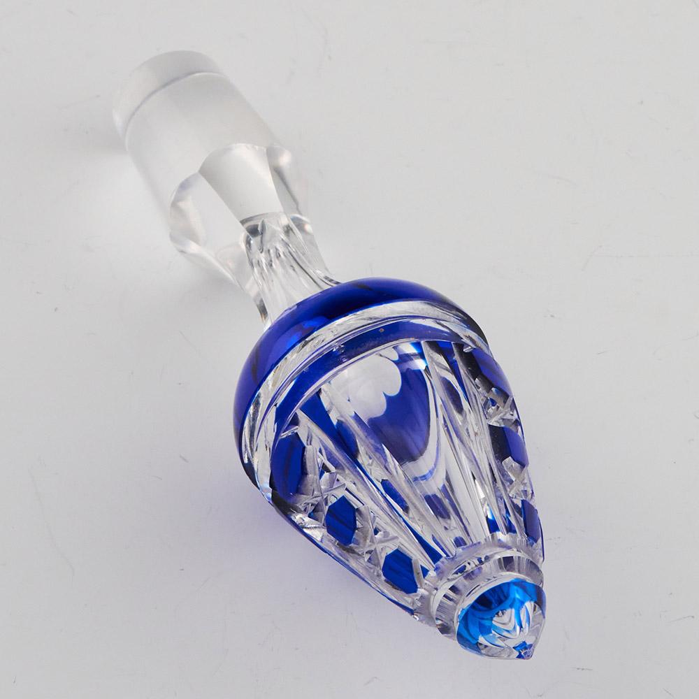 Carafe Val St Lambert bleue taillée en clair vers 1910 en vente 4