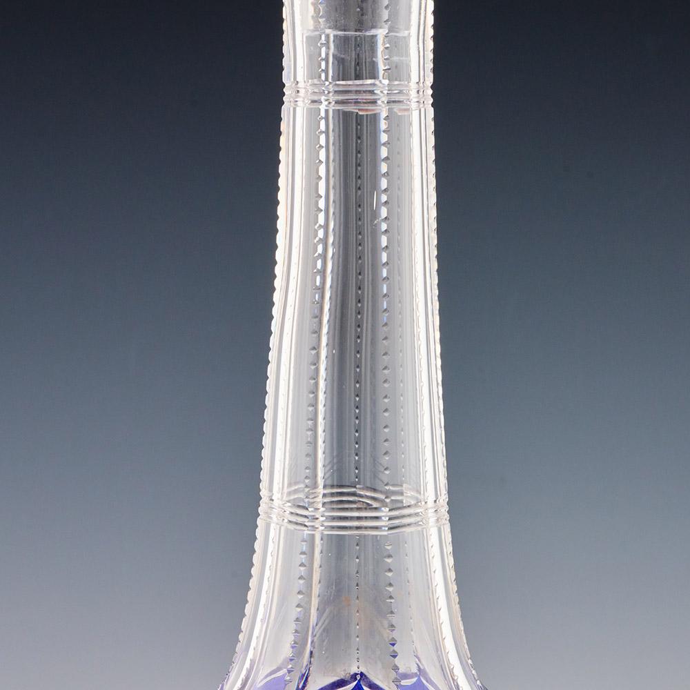 Carafe Val St Lambert bleue taillée en clair vers 1910 en vente 5