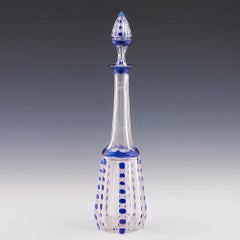 Val St Lambert Decanter Blue Cut to Clear c1910