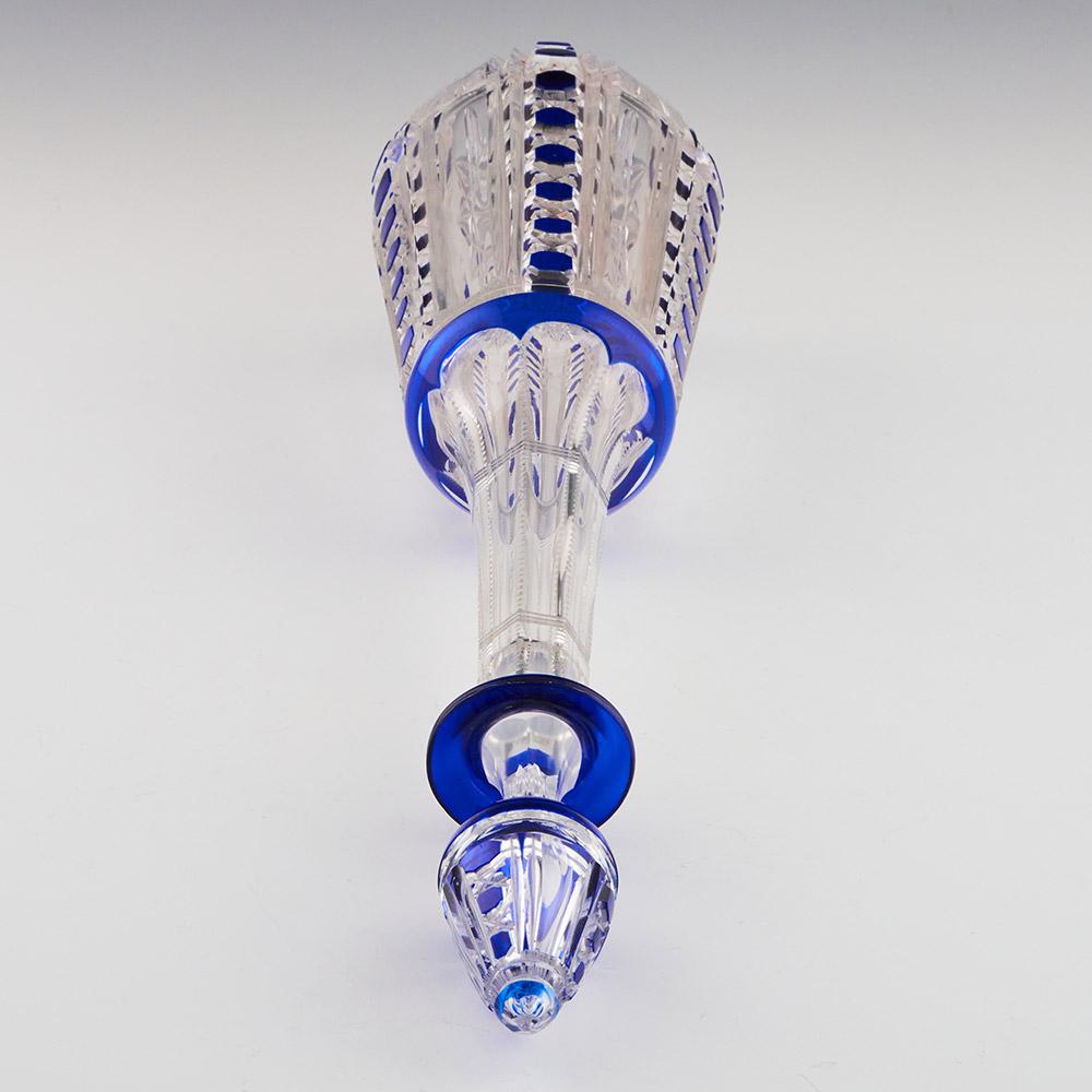Début du 20ème siècle Carafe Val St Lambert bleue taillée en clair vers 1910 en vente